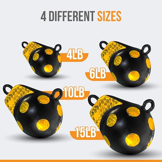 Anchor-Man Downrigger Weights [4lb 6lb 10lb 15lb] - Round Molded Vinyl Coated Downrigger Ball for Salmon Protect Boats from Scratches - Cannon Downrigger Accessories