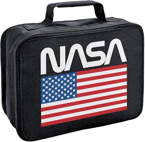 LOGOVISION Lonchera con logotipo de la bandera estadounidense de la NASA con aislamiento y lados suaves, bolsa de almuerzo reutilizable para trabajo