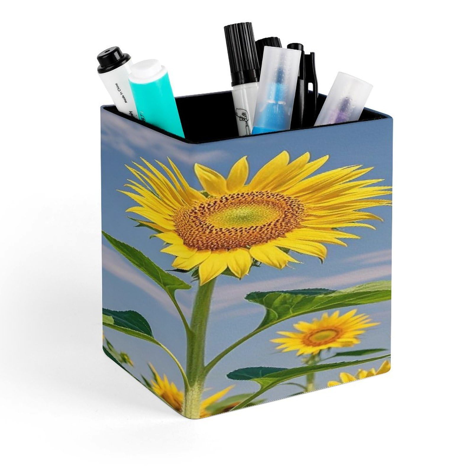 LZQPOEAS Sunflower Beauty Pen Holder Modern Design Desktop Stationery Organizer Simple&Modern Minimalist Makeup Organizer Multi-Functional Pencil Holder for Office Home