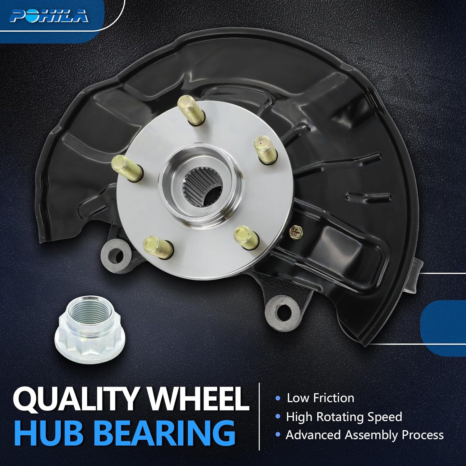 Front Right Steering Knuckle & Wheel Bearing Hub Assembly for Toyota Corolla 2014-2018, Matrix 2014, 698-476 698476, Right Passenger Side