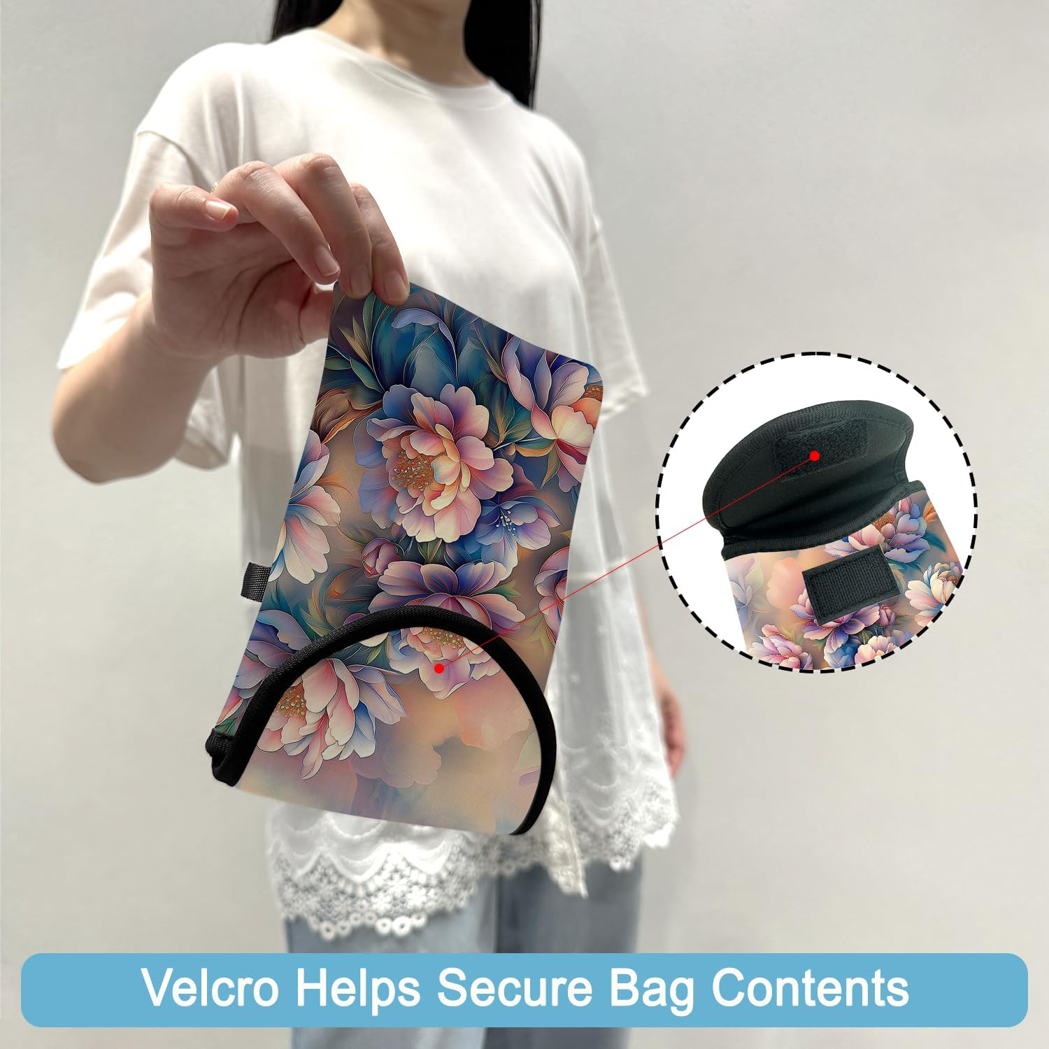 Neoprene Cell Phone Sleeve Pouch Case Bag with Crossbody Strap Neck Lanyard for Women 7.5 X 4.3 in Rich Flower - Image 4