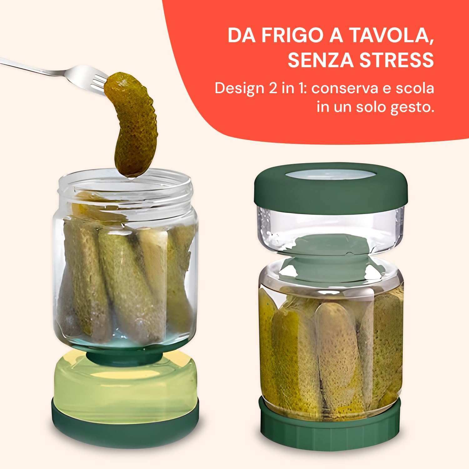 Avilia - Barattoli Vetro con Coperchio Ermetico da 1L per Sottaceti, Sottolio e Conserve, con Filtro a Ribalta, Design a Clessidra, Lavabili in Lavastoviglie, Ideale per Fermentati e Verdure (1)