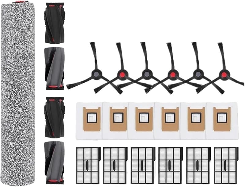 Compatible with Eufy Omni E25 / E28 Vacuum Cleaner Main Roller Side Brush Roller Mop Cloth Dust Bag Filter Cleaning Brush(23pcs)