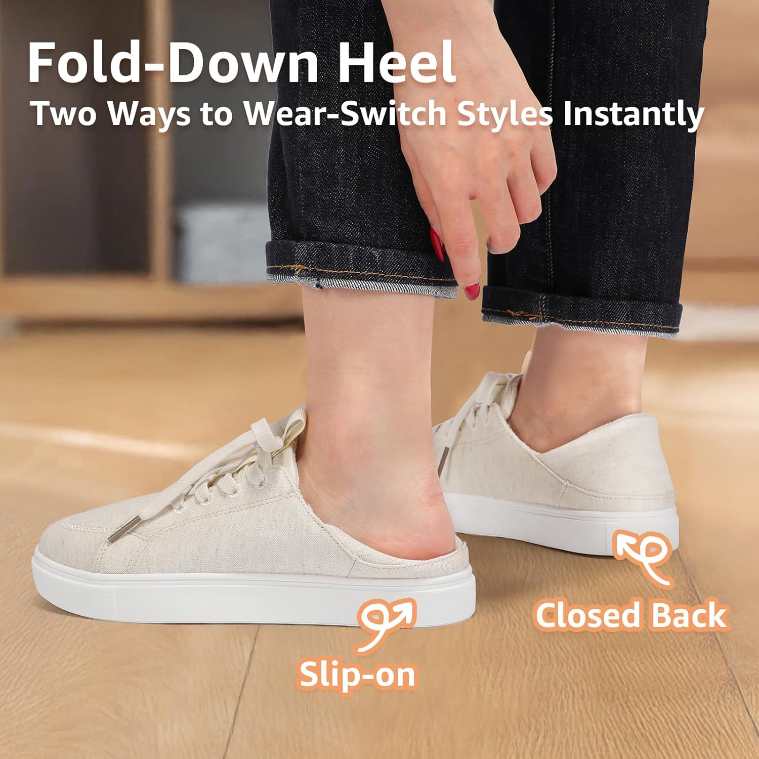 STQ Womens Orthopedic Casual Sneakers Arch Support | Foldable Heel Tennis Shoes | Business Lightweight Comfort - Image 4