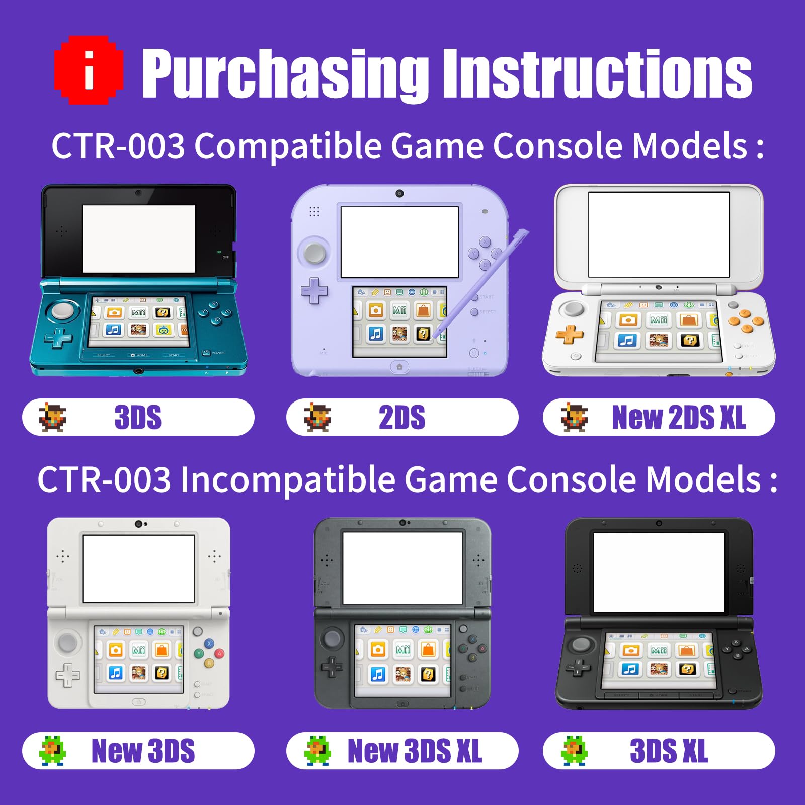 𝟑𝟓𝟎𝟎𝐦𝐀𝐡 for CTR-003 Battery for Nintendo 3DS 2DS