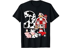 Farm Barnyard Theme Pig Cow Horse 2nd Birthday 2 Yrs Old T-Shirt