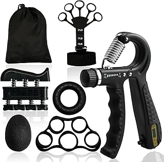 Handtrainer Fingertrainer 6er Set Verstellbarer Grip Trainer Unterarmtrainer Finger Trainingsgerät Handgelenk Trainer Trainingsring und Stressabbau Griffkugel