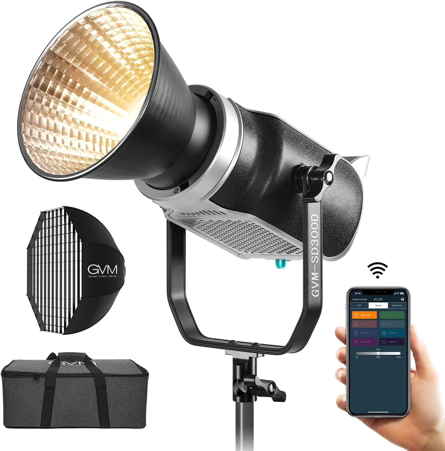 GVM LED Lampe Vidéo avec Support, APP Control 2300K6800K CRI97 480 LED