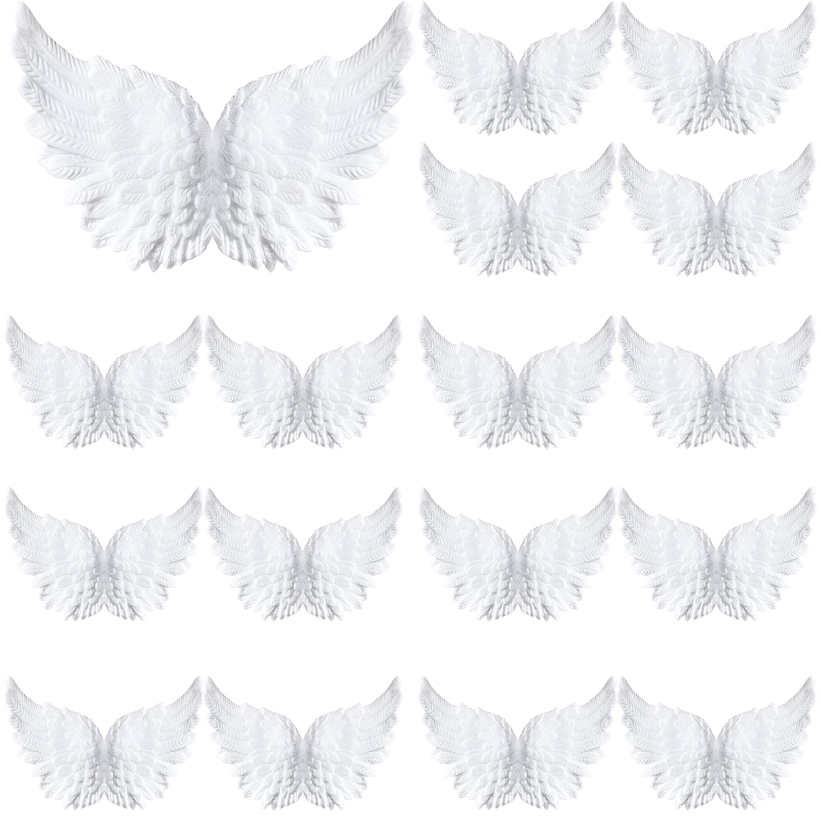 3D Plastic Angel Wings for Crafts Christmas Tree Ornaments White Feathers Costume Mini Wings Decor for DIY Crafts Accessories Christmas Party Favor Decor(18 Pieces,3.3 Inch)