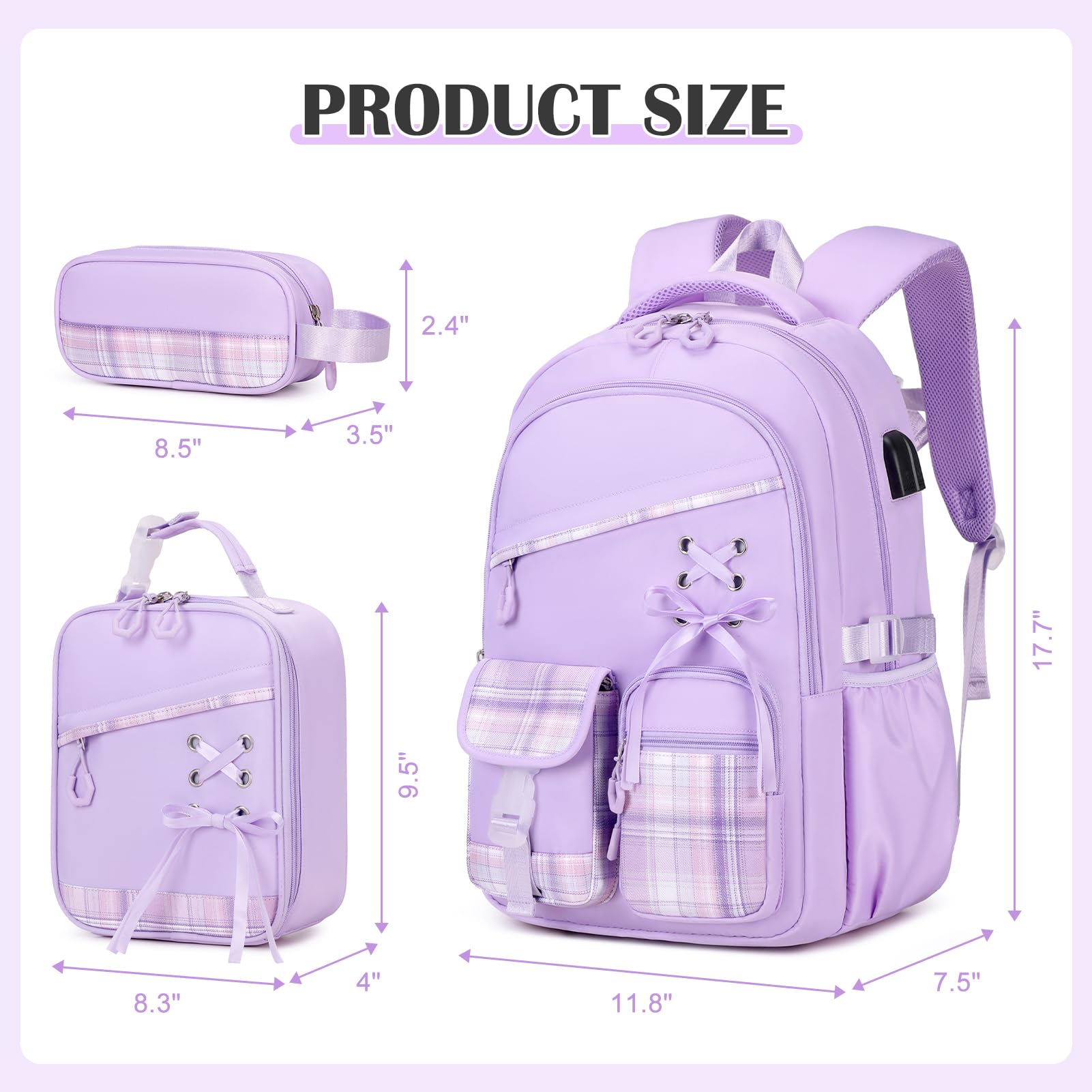 DIGOBAY Zaino Plaid Nastro, Viola, Zaini Tradizionali