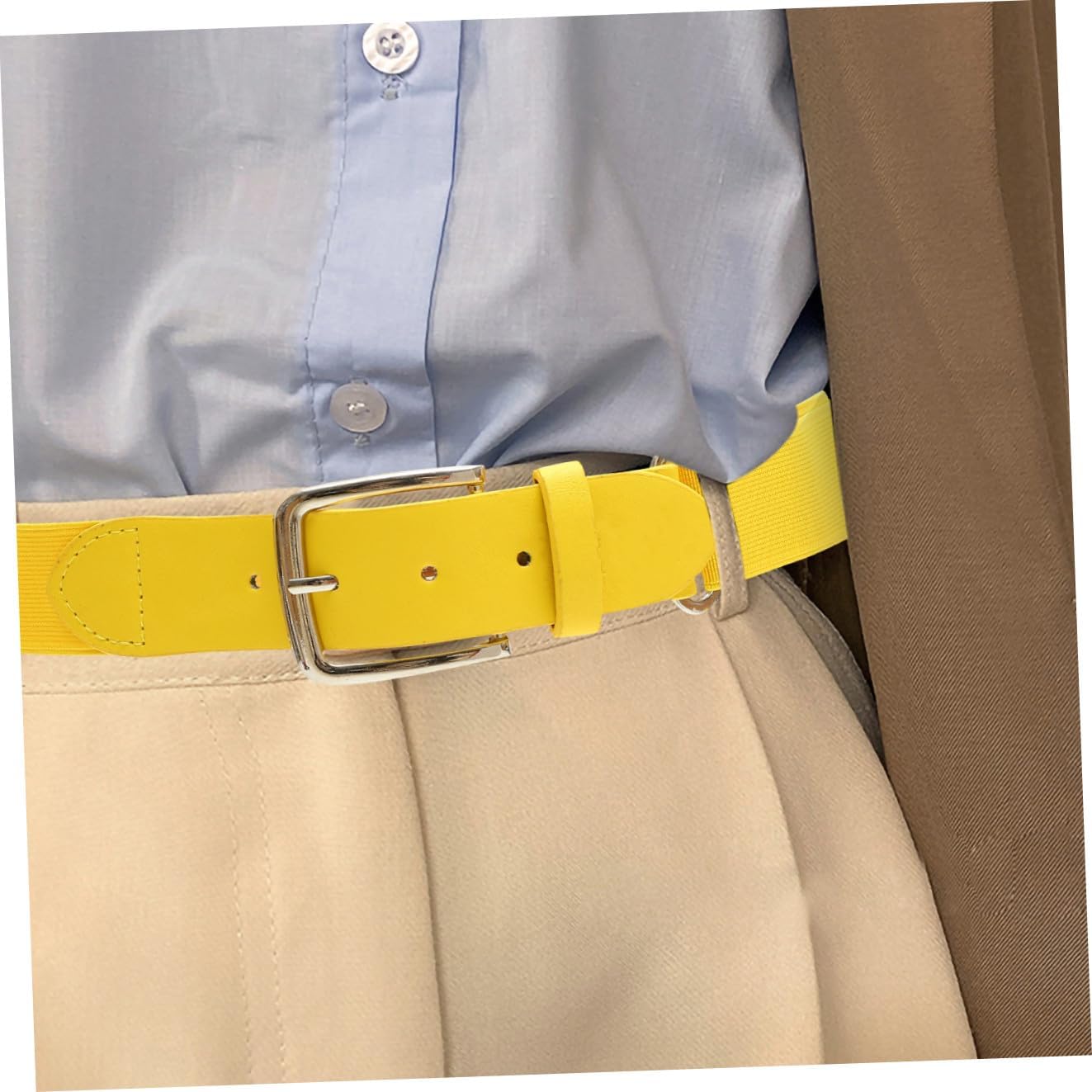 Men’S and Women’S Elastic Baseball Belt with Adjustable Softball Girdle, Yellow Stretch Faux Leather Sports Waistband for Outdoor Team Sports and Baseball Pants Random Random Color
