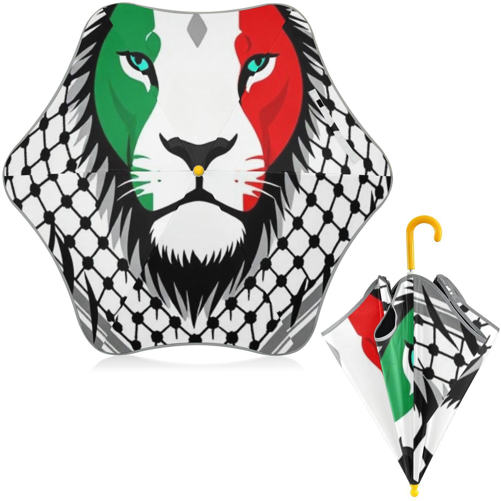 Paraguas para niños pequeños de la bandera palestina con mango de gancho ergonómico 8
