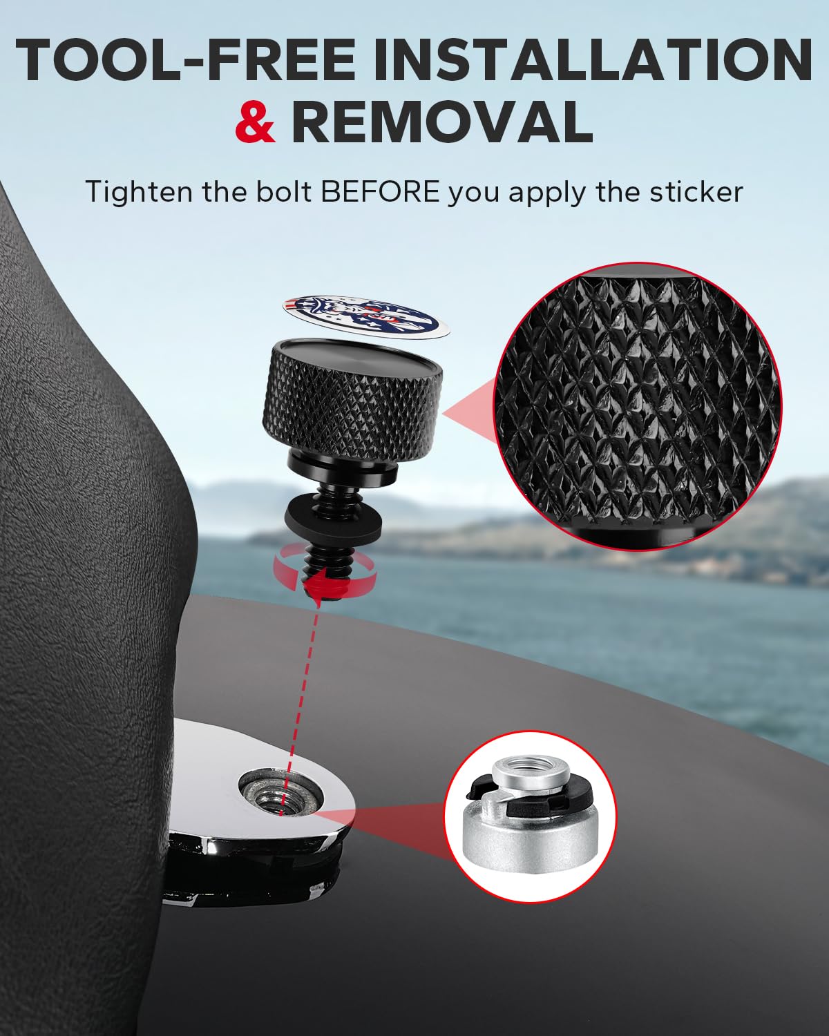 Amazicha Stainless Steel Seat Bolt Screw Nut Mount Kit Compatible for Harley Davidson Touring Sportster Softail Dyna 1996-2026 Black