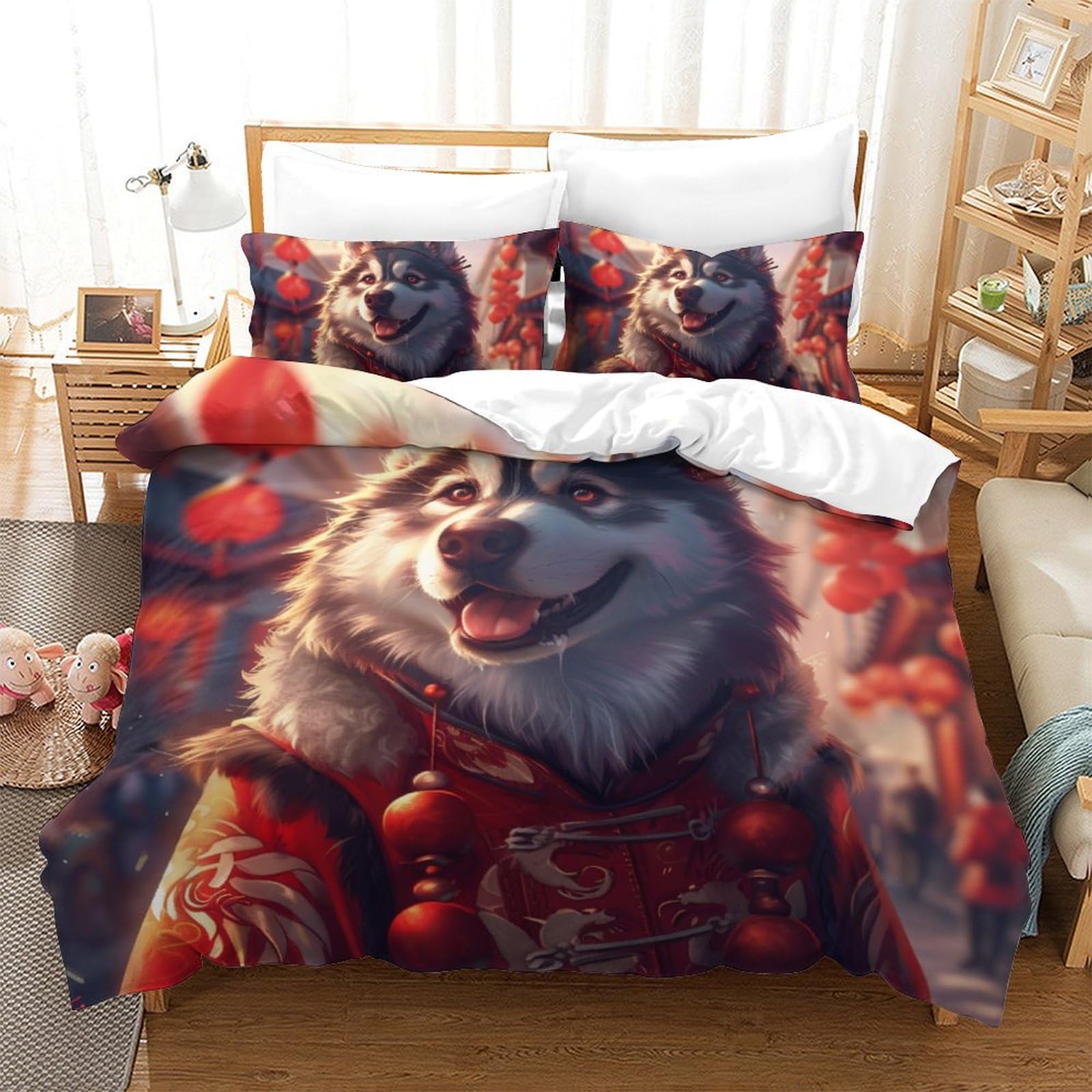 Xfklynvcj Boys Style-2 Ultra Soft Duvet Cover Set Siberian Husky Fade Resistant Duvet Cover All Seasons Comforter Cover 3Pc With Pillow Cases Home Bedding Cover Sets For Kids Girls Double（200X200cm）