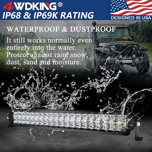 Miniatura 2 de 4WDKING Barra de luz LED de doble fila de 20 pulgadas + arnés de cableado femenino Deutsch de 2 pines conector impermeable