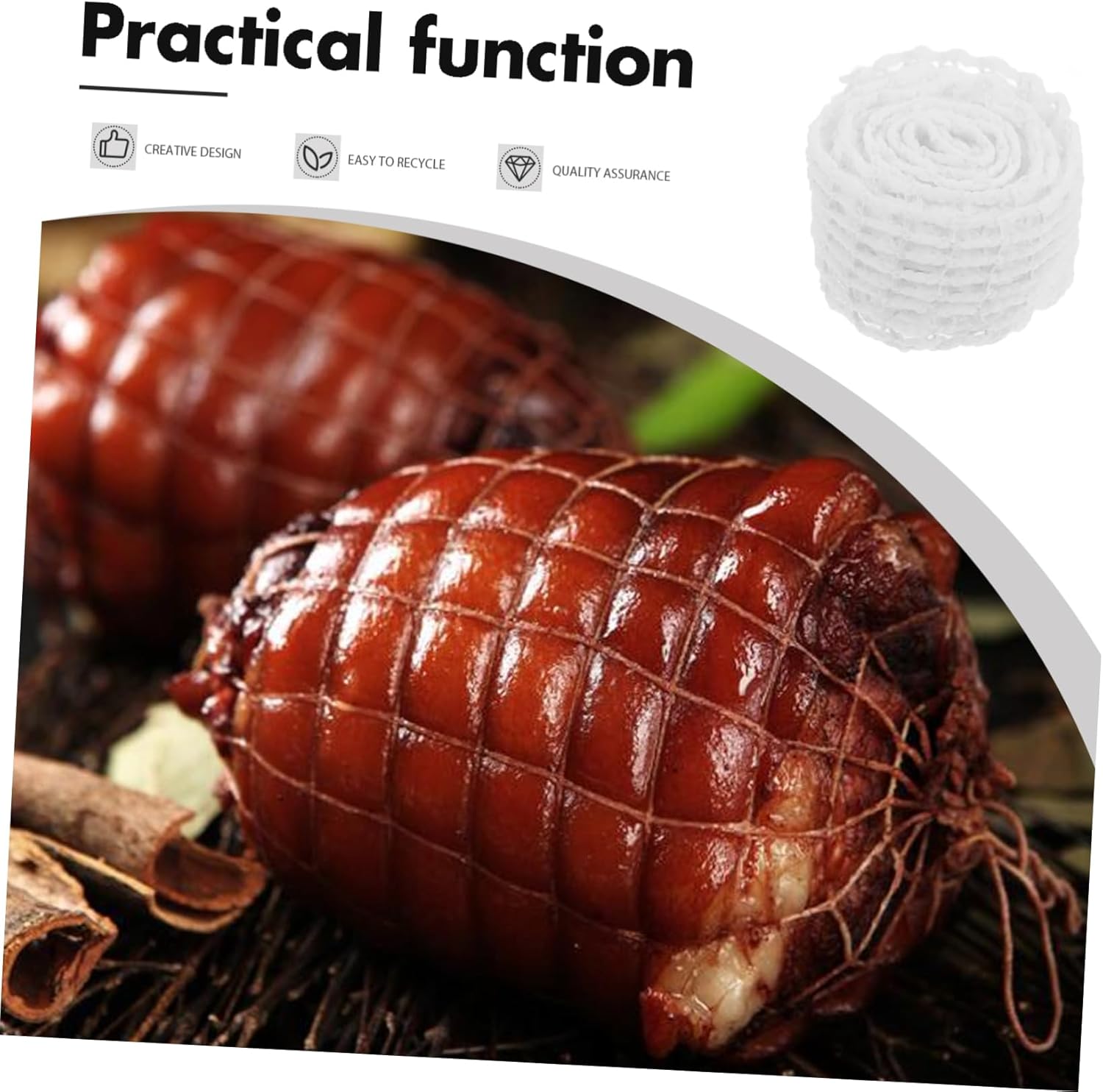 6rolls Elastic Meat Netting Roll Cotton Mesh for Sausage Ham Cooking Supplies for Roasting Easy to Use Kitchen Accessory