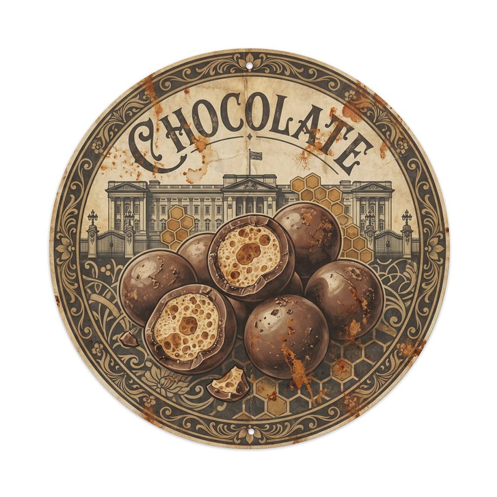 Olyhtr 8X8inch Classic Style Chocolate British Cocoa Shop Food Culture Nostalgic Metal Tin Sign