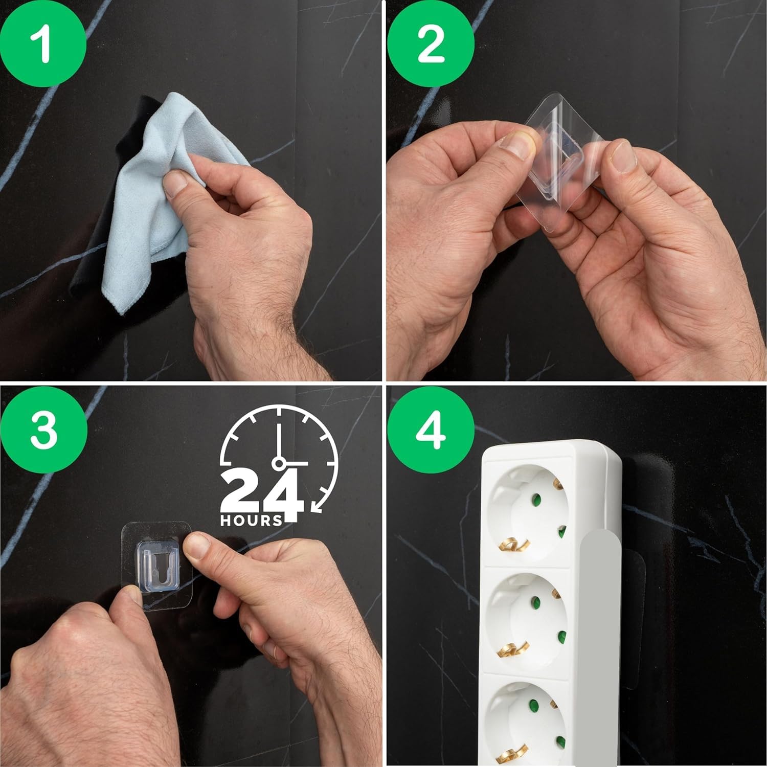 AEE® 10 Çift Yapışkanlı Geçmeli Asma Aparatı Kanca Askı Sabitleyici Klips Seti – Delmeden Montaj – Su Geçirmez Güçlü Yapışkan – Duş Rafı, Mutfak, Banyo ve Ev Düzenleyici Sabitleme Aparatı