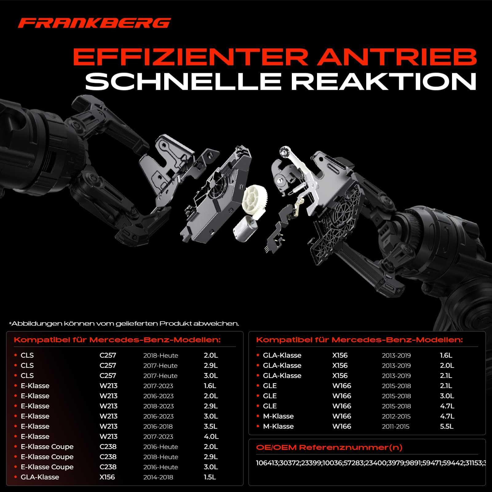 Frankberg Türschloss Stellmotor Hinten 2-Polig Kompatibel mit C-Klasse S204 Kombi 2007-2014 E-Klasse W213 C238 S212 2016-Heute M-Klasse W116 SUV 2011-2015 Replace #2047500060