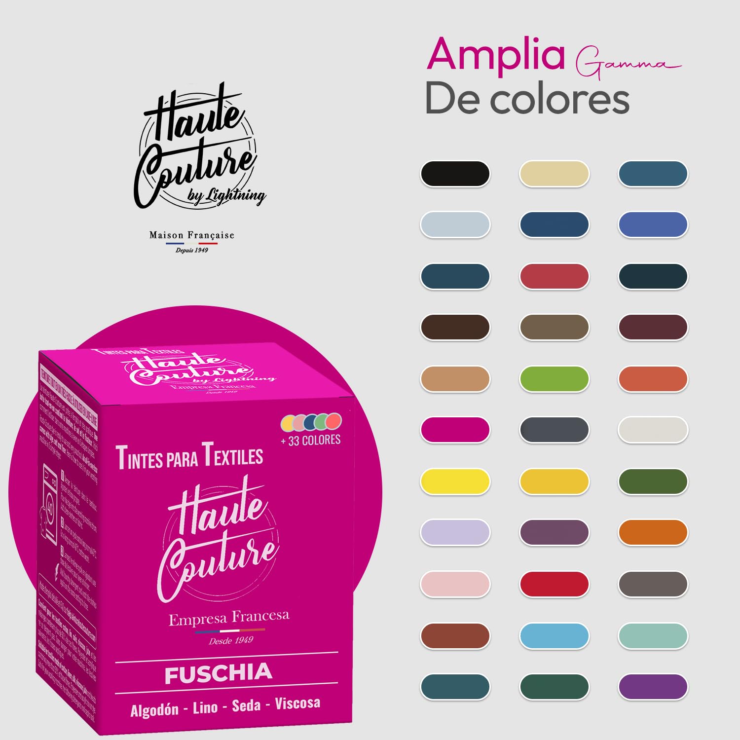 Haute Couture - Tinte para Ropa y Textil Rosa - Fuscia - 350g - Tinte Textil Todo en uno - Listo Para Teñir Ropa y Tejidos