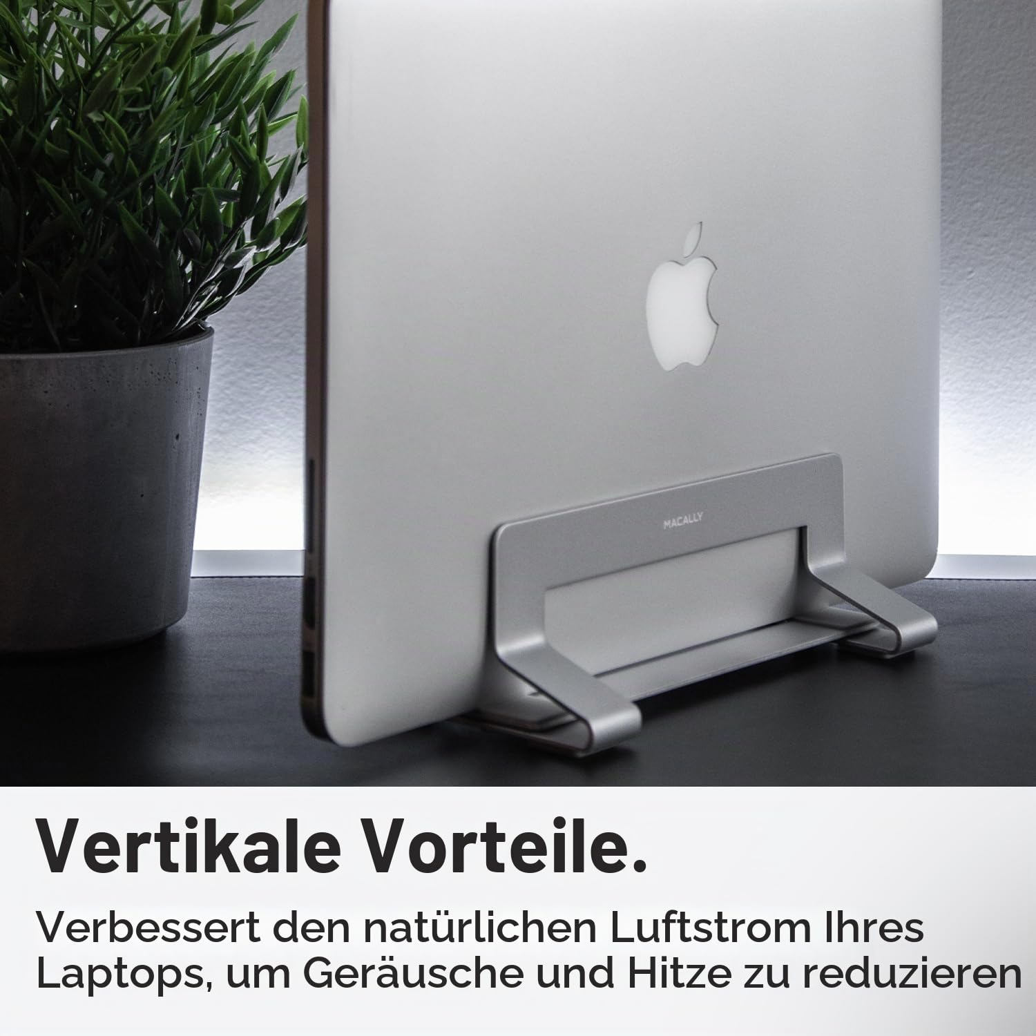 Macally Vertical Laptop Stand for Desk Space | Adjustable Vertical Stand Cradle | Laptop Holder - Apple MacBook Pro Air/Asus Chromebook Flip Samsung Notebook 9 Lenovo ThinkPad Dell XPS Acer Switch