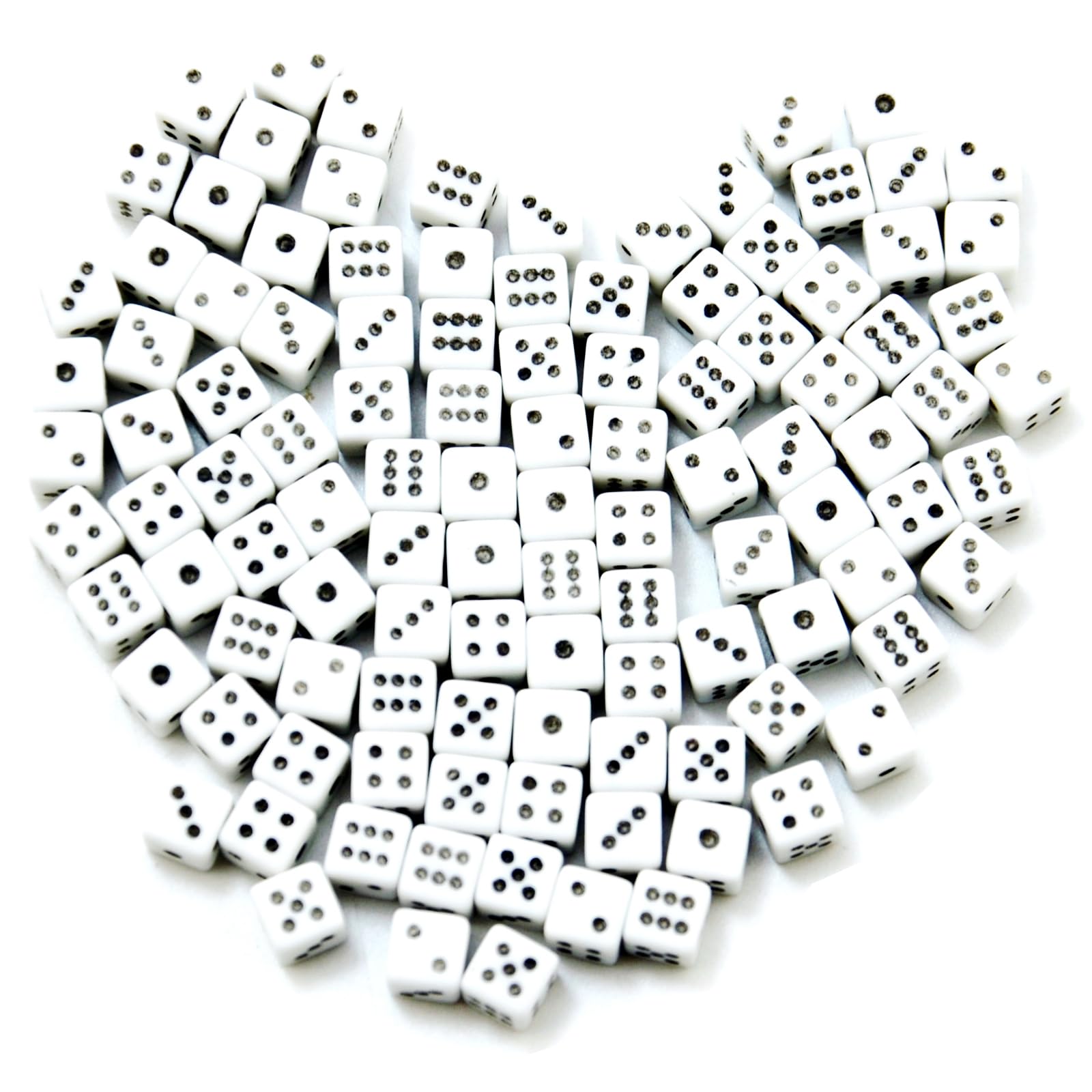 SmartDealsPro 100 mini dadi quadrati assortiti D6, per attività a tema casinò, giochi da tavolo, insegnamento matematica, feste (bianco, 5 mm)