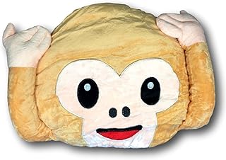 ekna-shop Emoji Emoticône Smiley Coussin Canapé Coussin peluche doux avec choix Smiley Singes Esprit kacki haufen kackh aufen Affe Ohren zu