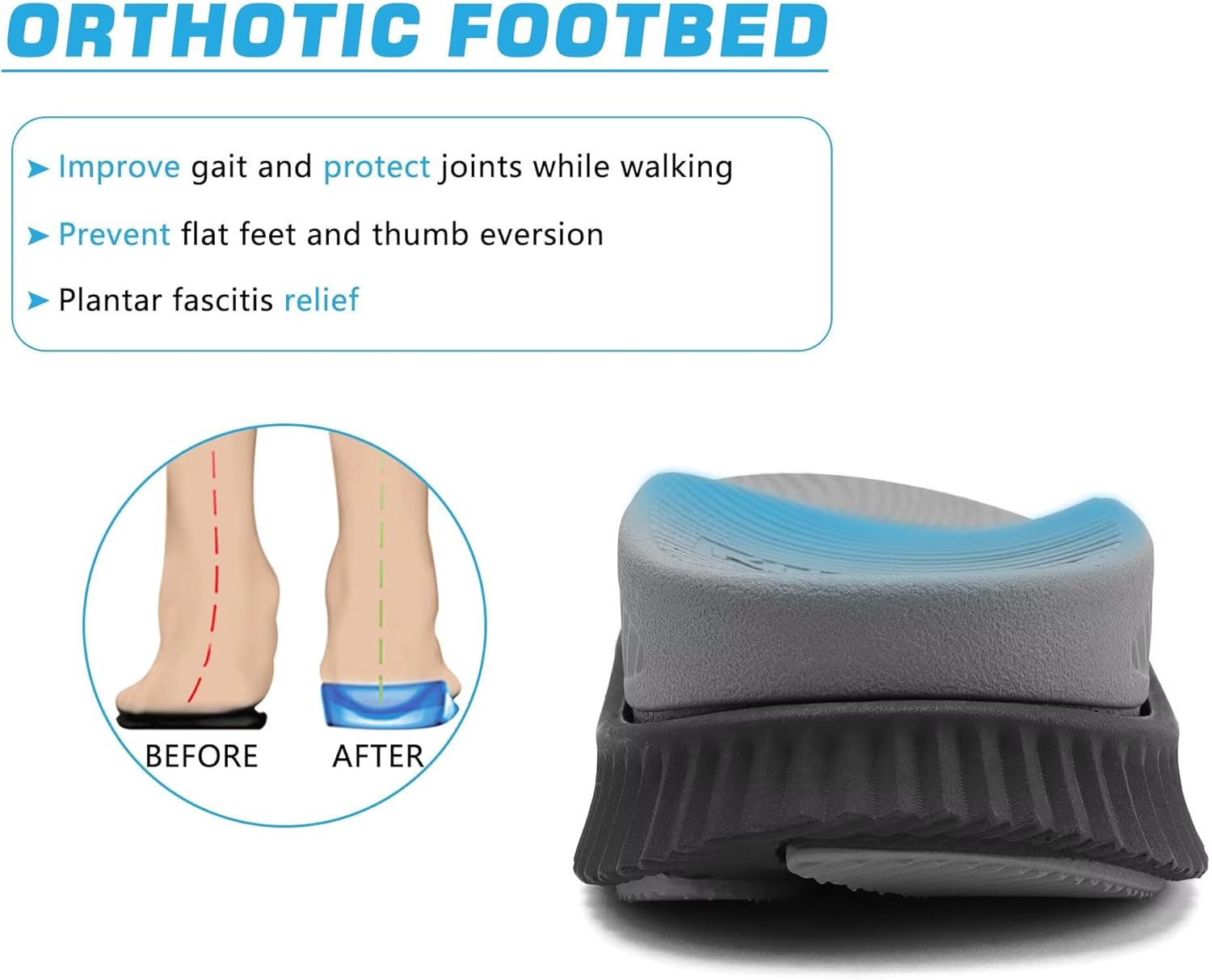 KuaiLu Mens Hiking Sandals with Arch Support Orthopedic Walking Recovery Sandals for Plantar Fasciitis Open Toe Summer Athletic Sport Comfortable Cushion Breathable Outdoor Water Sandals Size7-13 - Image 5