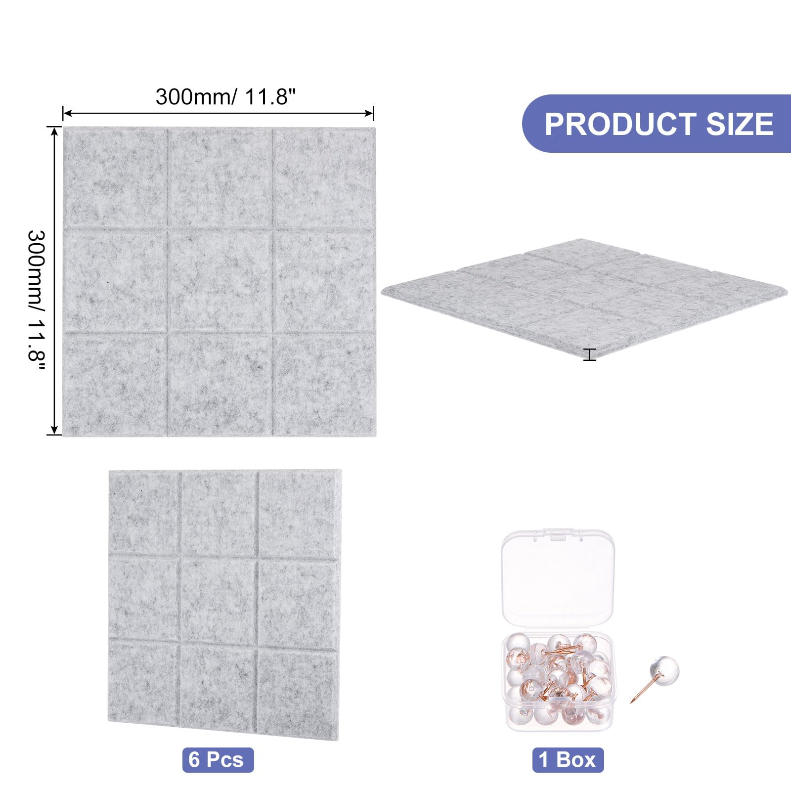 PATIKIL 6 Paquets Tableau D'Affichage en Feutre 12"X12" Gris