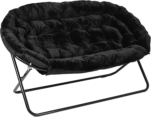 Miniatura 10 de Flash Furniture Eleanor - Silla portátil doble platillo con 2 otomanas, marcos de acero plegables, para dormitorio o dormitorio, 56 pulgadas, piel