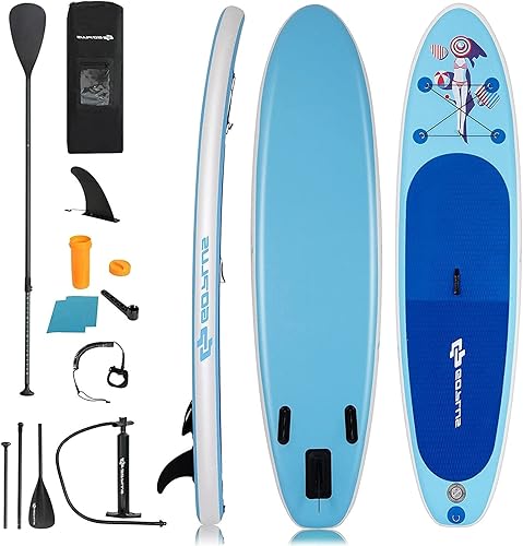 AUGESTER Tabla de remo inflable ligera de 10 pies, tabla de yoga premium con accesorios SUP duraderos, con aletas, bolsa de transporte, cubierta