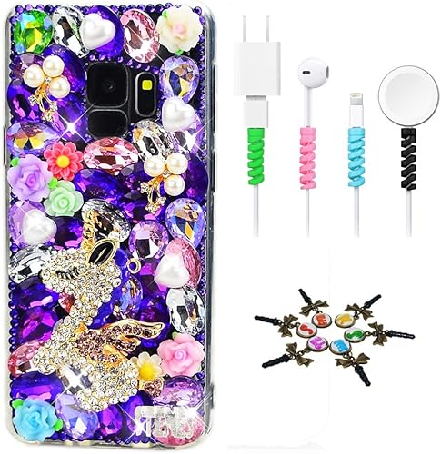 STENES Sparkle - Carcasa para Samsung Galaxy S21 Ultra (4 unidades), diseño de flores de Unicon con brillantes en 3D, color morado
