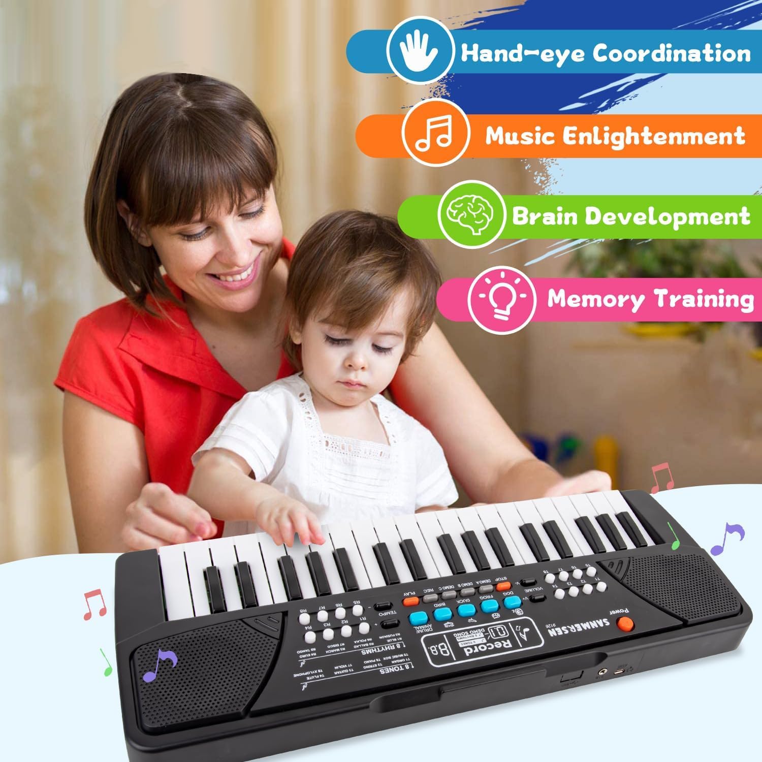Tastiera per Pianoforte con 37 Tasti Giocattolo Musicale per Bambini dai 3 ai 5 Anni Tastiera per Principianti con Microfono Regalo per ambini di 3 4 5 6 anni Maschi e Femmine