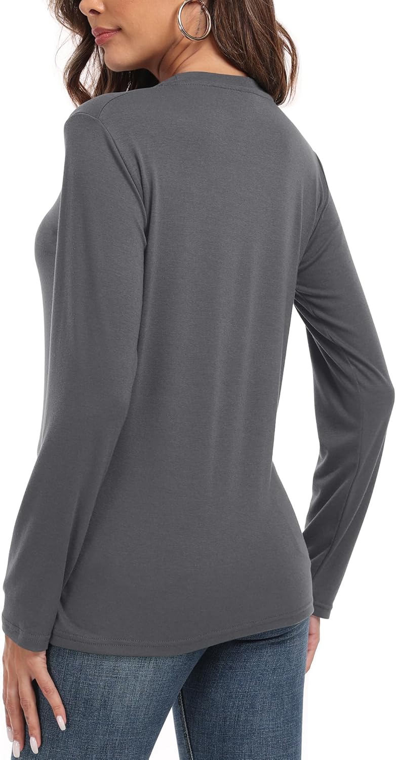 PRIMODA Women's Crew Neck Long Sleeve Shirts Basic Loose Fit Layering Tops - Image 4
