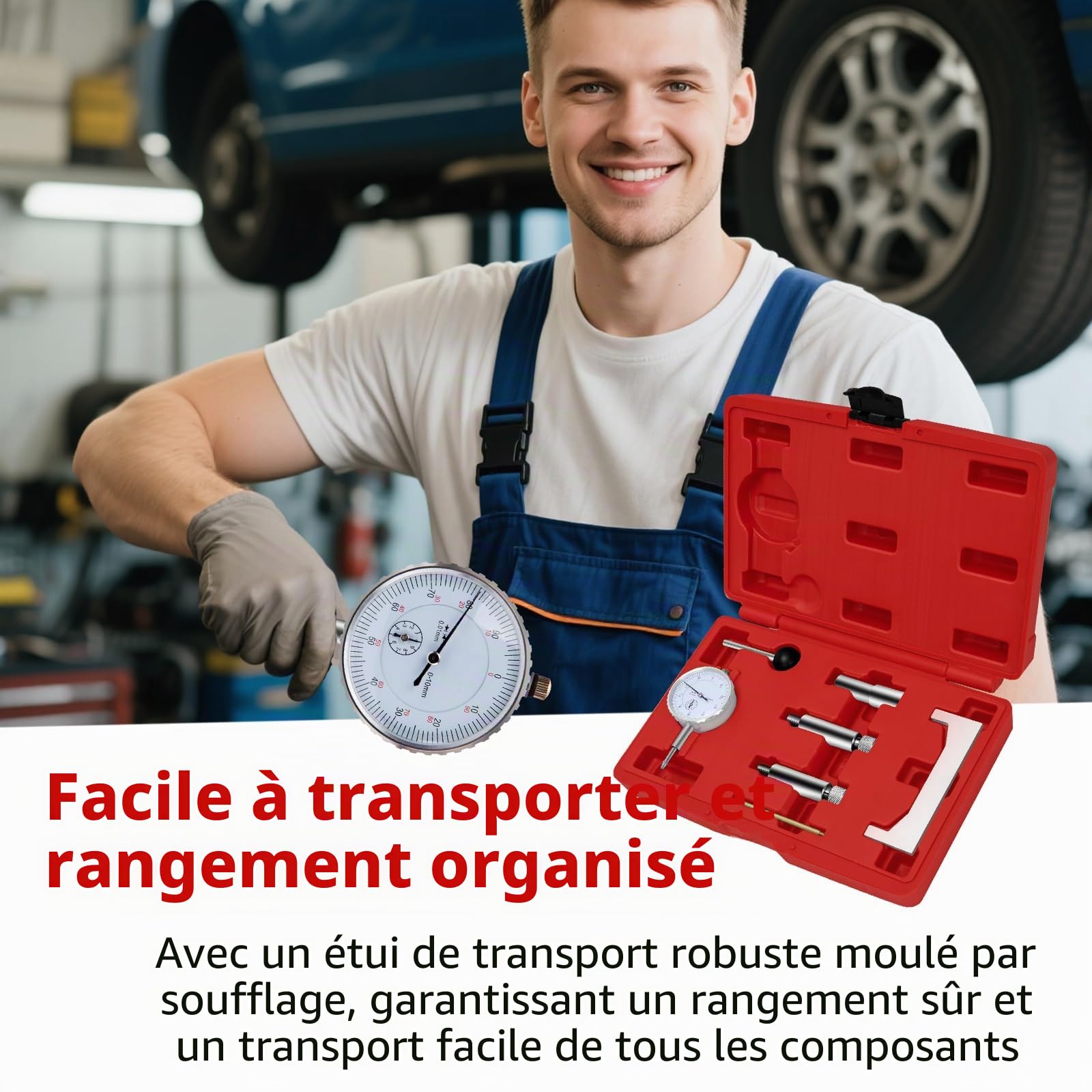 7PCS Outil de réglage de la Pompe d'injection Ajuster l'indicateur à Cadran Pompe d'injection Diesel synchronisation Adaptateur de régulateur Statique Outil d'indicateur de réglage Diesel