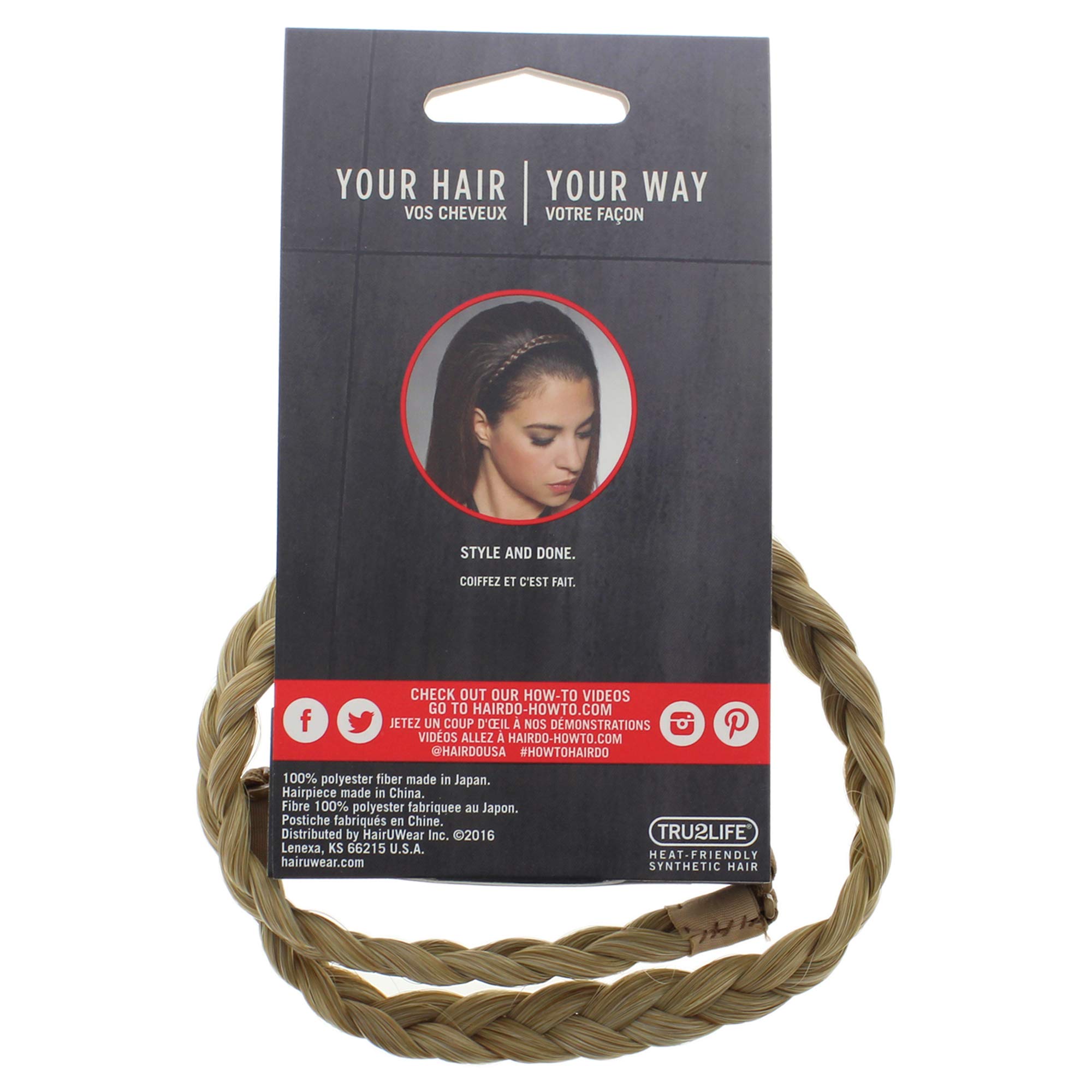 Fascia Hairdo Con Grano Dorato Fascia Per Capelli Hairdo R14 88H Con Dettaglio Grano Dorato - Treccia Francese Su Elastico, Facile Da Indossare Fascia Elastica Decorativa