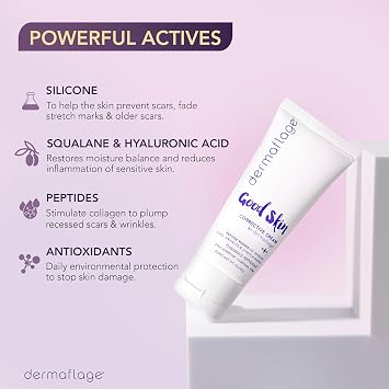 Dermaflage Acne Scar Removal Cream With Peptide Power, Fade Acne, Surgical Scars, Stretch Marks And Wrinkles With Good Skin, 2 oz.