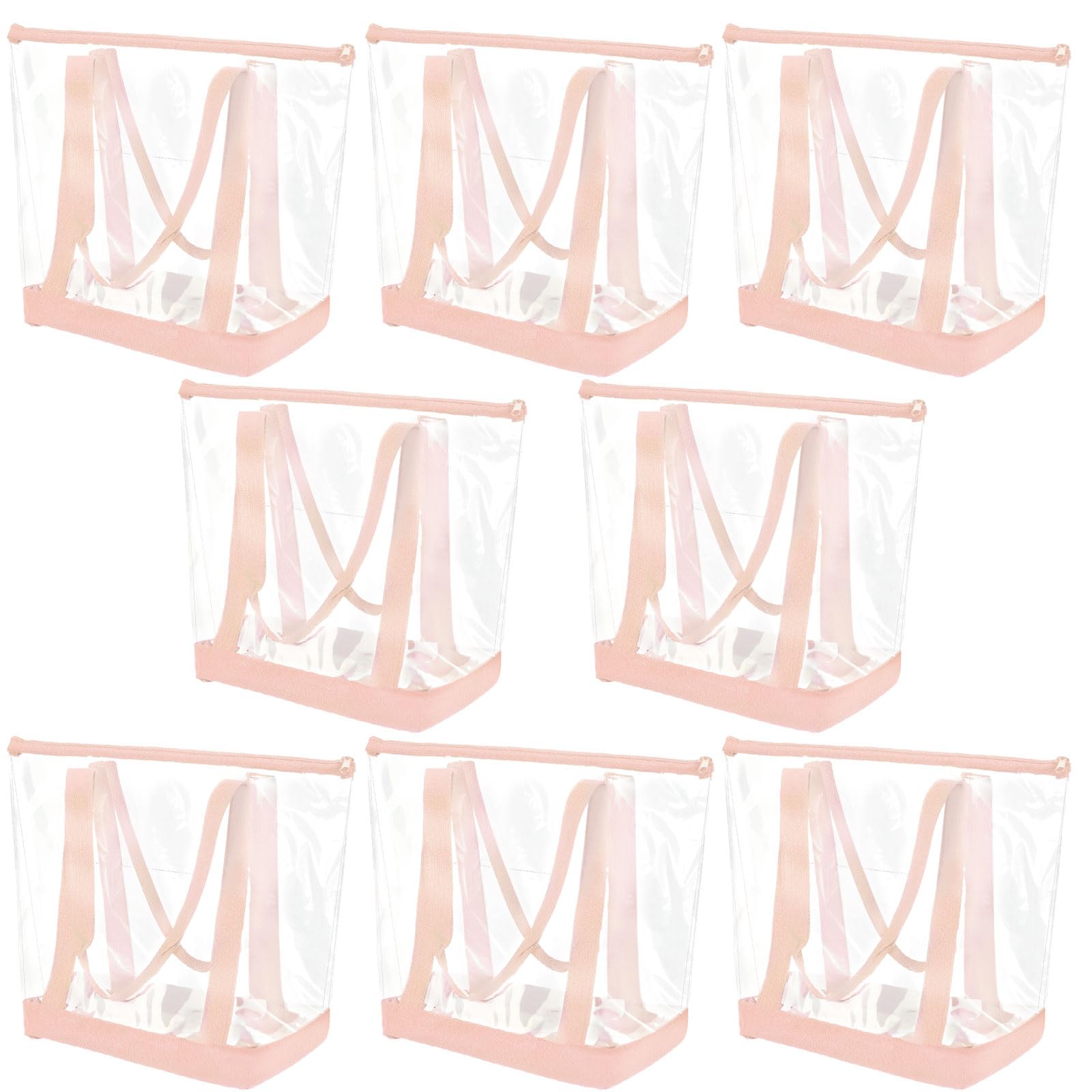 Reginary 8 Pcs Clear Tote Bags Shoulder Handbag Security Approved See Through Bag with Zipper Closure for Sport Event Travel