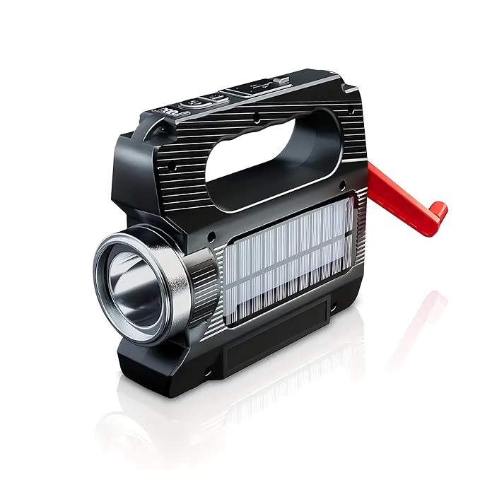 WARSUN Hand Crank Solar Powered Flashlight