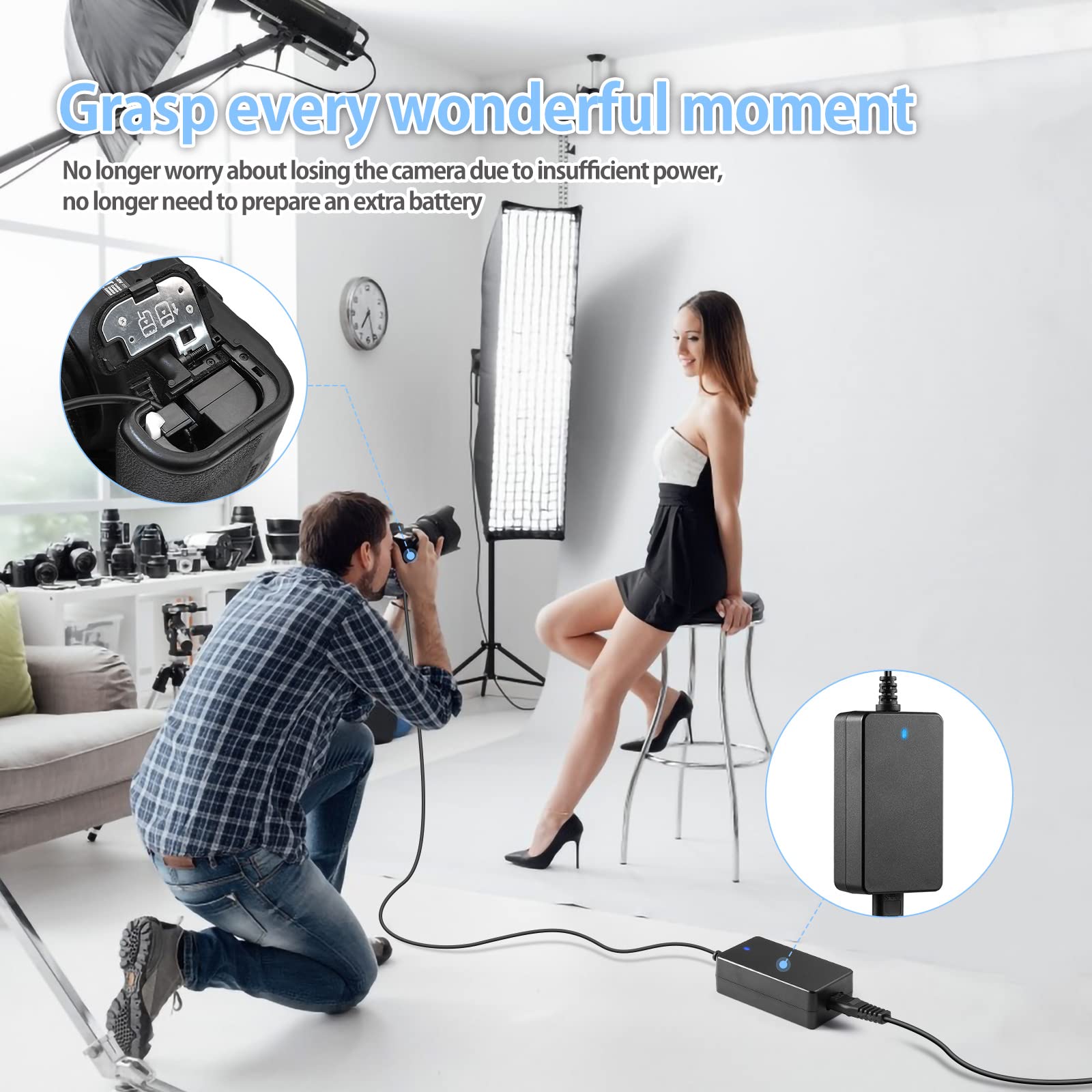 ENEGON LP-E17 Kit Adaptateur de coupleur de Batterie factice ACK-E18 DC Compatible avec Canon Rebel SL2, T6i, T6s, T7i, EOS M3, M5, M6, EOS 200D, 250D, 77D, 750D, 760D, 800D, 8000D, Kiss X8i