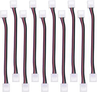 JACKYLED 10-Pack 5050 3528 RGB LED Light Strip Connectors 4-Pin 10mm Wide Solderless Strip to Strip Jumper Extension Wire Angle Connector for Kitchen Cabinet Bedroom DIY LED Strip Project