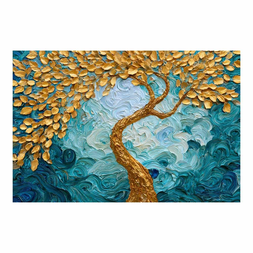 HOQIU Tree Of Life Wall Art Luminous blue tree canvas prints, nature wall art, for Bathroom Home Office Decor(Multicolor)-80x120cm Unframed