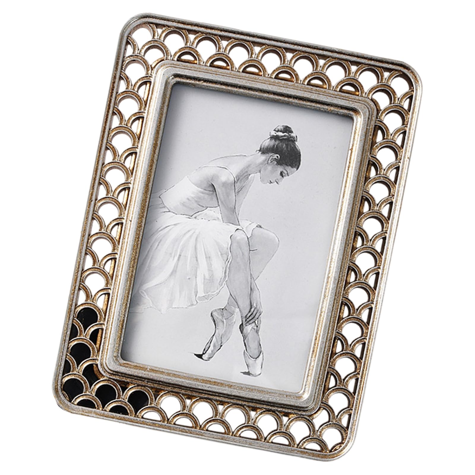APGLSXY Artistic Fish Scale Pattern Picture Frame Resin Decorative Decoration Photo Frame for Living Room Bedroom European Fish Scale Pattern Resin Photo