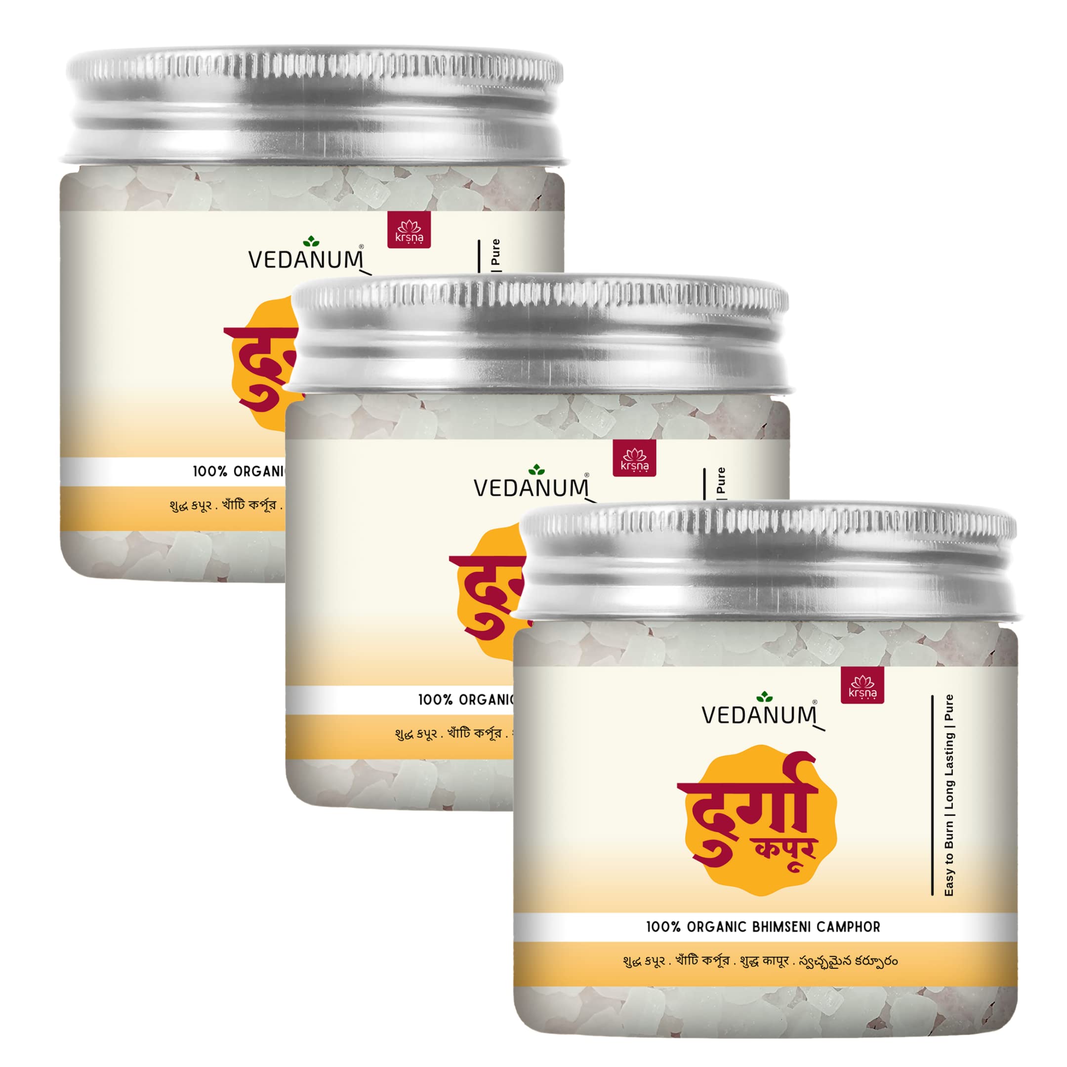 Vedanum Premium 100% Pure Bhimdesi Camphor Jar Authentic Durga Kapur for Pooja (Pack of 3 (100gm Each)) (B0B214TWSY) Amazon Price History, Amazon Price Tracker