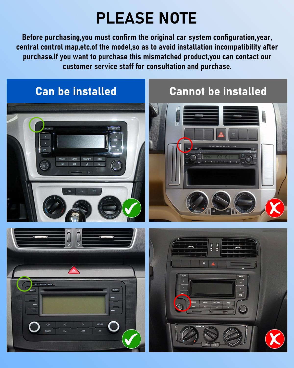NHOPEEW 7 Zoll 2 + 64G Android Autoradio für VW Passat b6 b7 Golf 5 6 Jetta T5 EOS Polo Touran Seat Sharan - Unterstützung Drahtlos Carplay & Android Auto WiFi GPS FM RDS Mirror Link + Rückfahrkamera