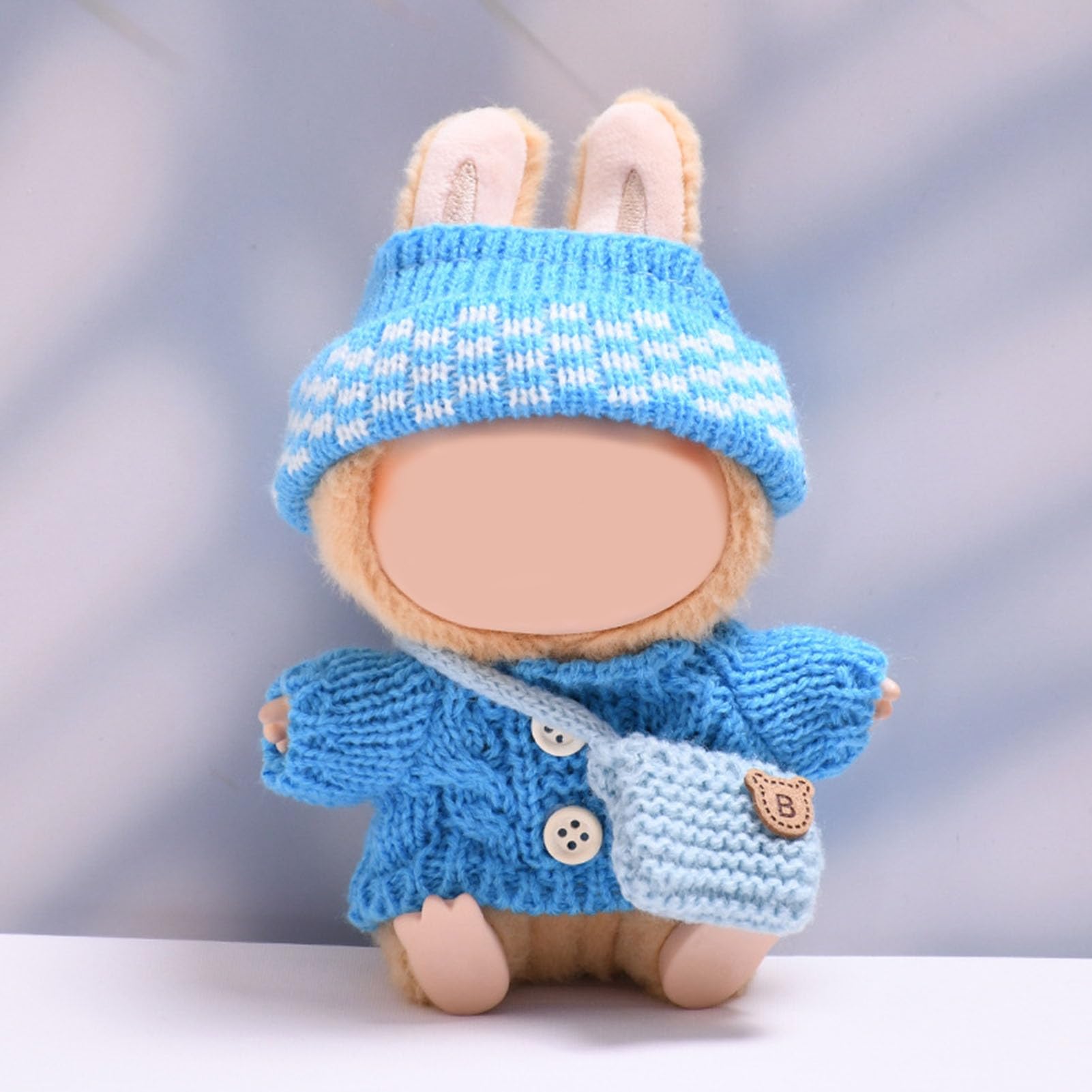 3 Pcs Doll Clothes Compatible with Labubu 17cm Plush Dolls, 17cm Doll Clothes Set Set Include 1 Knited Sweater 1 Knited Hat 1 Handbag for Dolls Premium Outfit, Birthday Holiday Present for Girls Kids