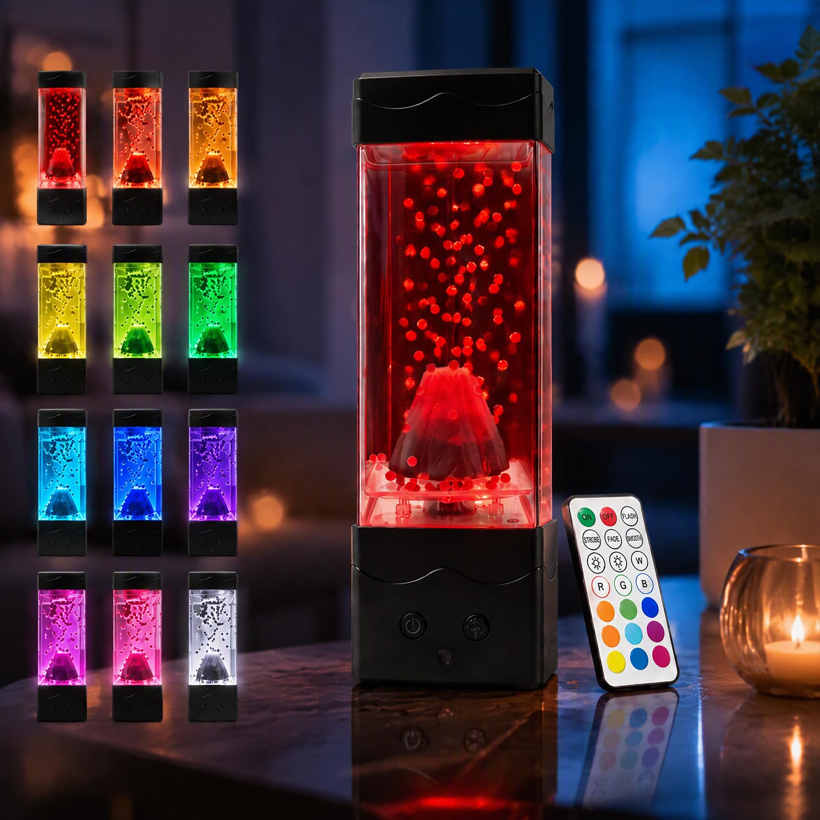 Volcano Sensory Night Light, Volcano Lava Lamp, Volcano Lamp With 13 Color Changing And Remote Control, Dimmable Mood Light For Relaxing, Suitable As A Halloween, Birthday, Or Christmas Gift