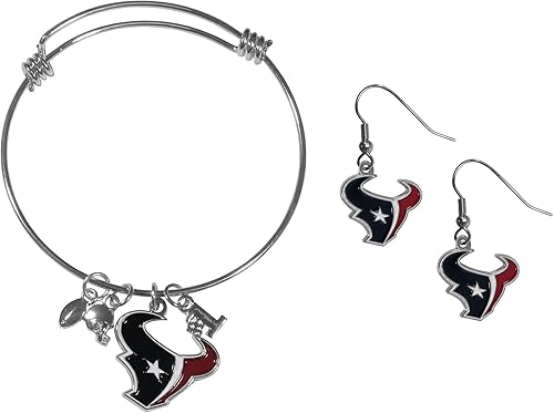 Vista 53 de Siskiyou Sports NFL womens Dangle Earrings and Charm Bangle Bracelet Set