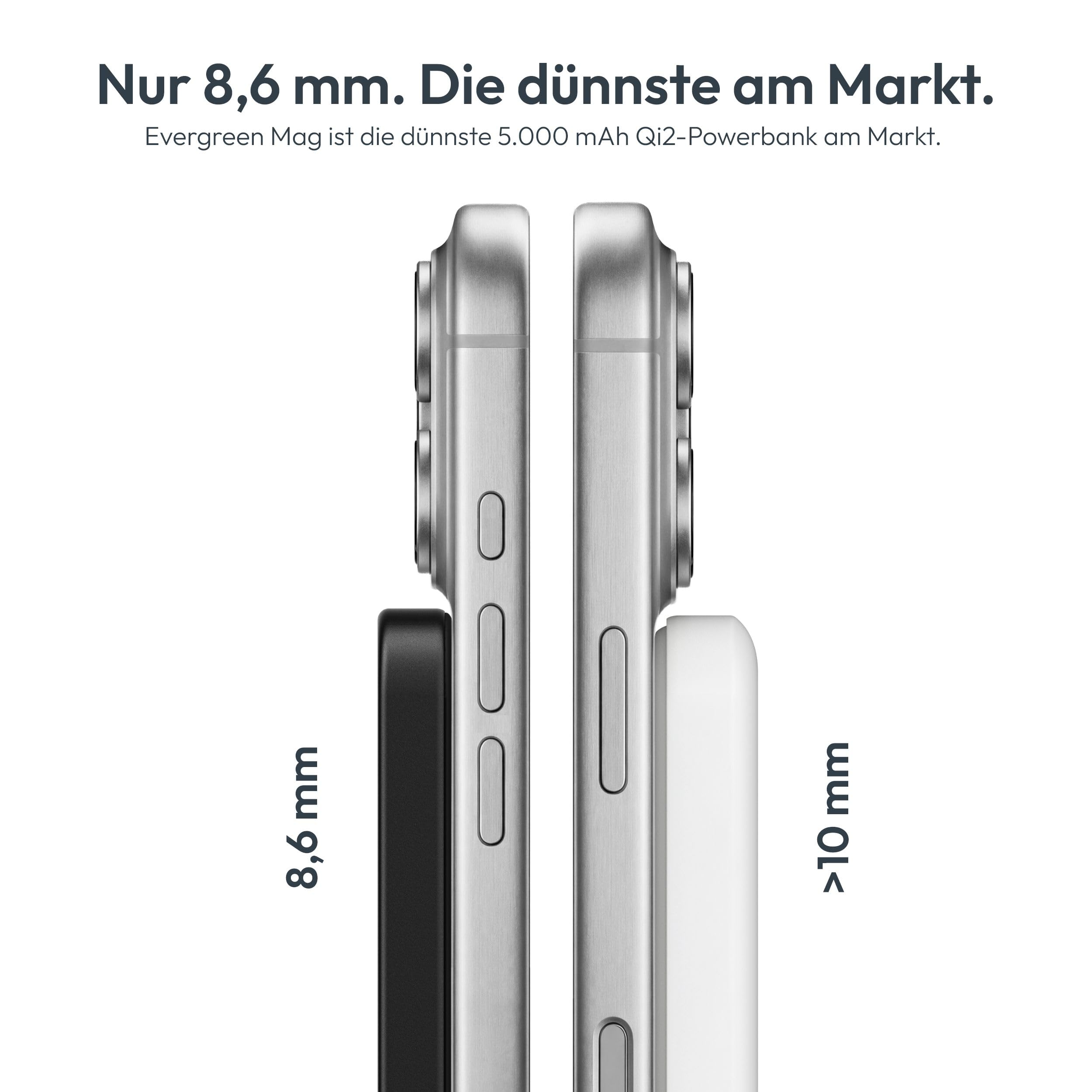 VONMÄHLEN Evergreen Mag - Wireless Powerbank (Qi2) 5.000 mAh, Schwarz