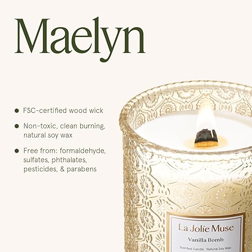 Miniatura 15 de La Jolie Muse - Vela Rose Noir & Oud - Limón, rosa y oud - Vela grande de 19 oz con mecha de madera, cera de soja natural y 90 h de combustión Rosa